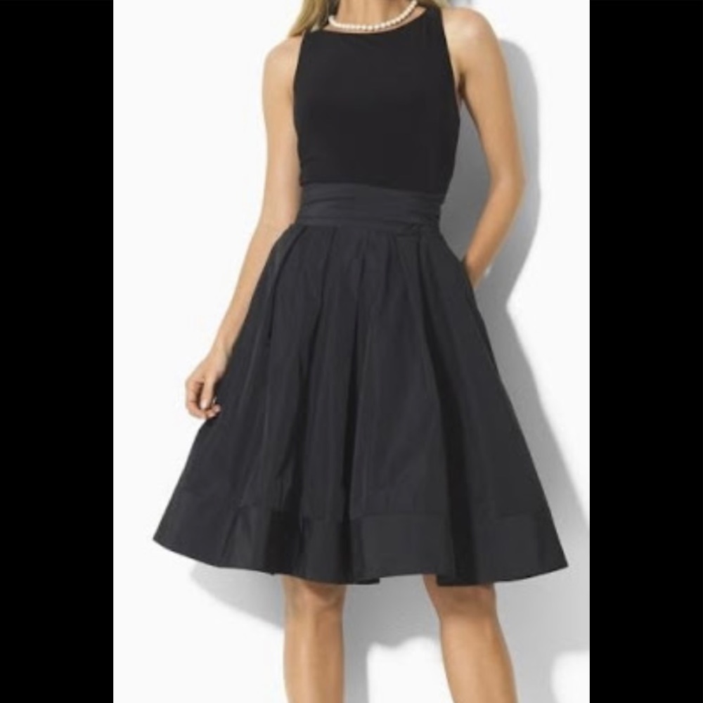 Ralph Lauren Navy 🔵 'Yuko' Jersey Taffeta Dress